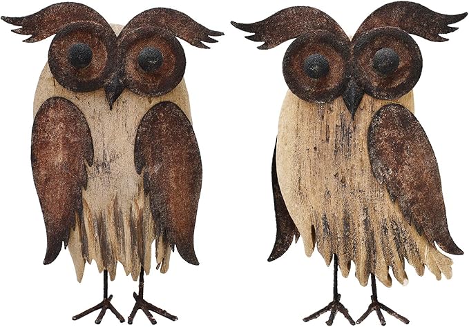 Rustic Owl Figurines Decor Animal Statue for Home - Wooden Stand Owl Sculptures Decorations for Living Room Bedroom - Shelf Decoration Decorative Tabletop Collection (Owl Family)