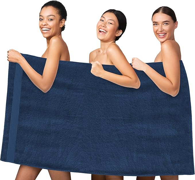 Elegant Comfort Premium Turkish Cotton 1 Piece Jumbo Bath Towel - 35 x 70 inch, Luxurious Hotel Spa Quality 100% Turkish Cotton Large Bath Towel - Highly Absorbent - Soft Bathroom Towel, Navy Blue