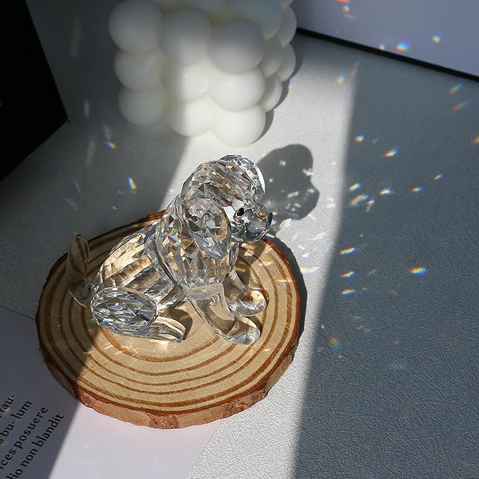 Crystal Dog Figurine Faceted Glass Puppy Statue Clear Labrador Ornament Animal Collectible Sculpture Handscraft Paperweight Home Decor