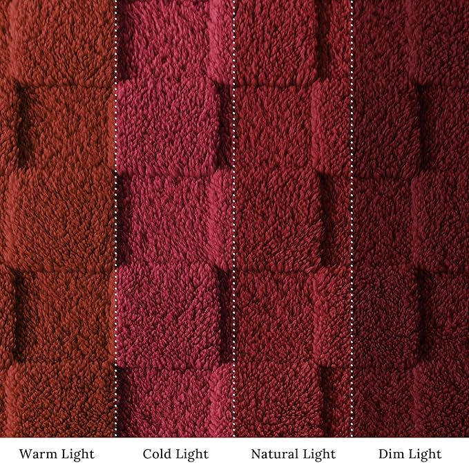 Exclusivo Mezcla Queen Size Flannel Fleece Blanket, Super Soft and Warm Lightweight Checkered Pattern Blankets for All Seasons, 90x90 Inches, Deep Red