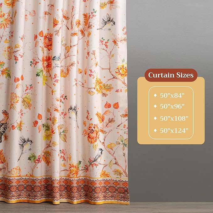 Maison d' Hermine Curtains for Living Room 100% Cotton 84 inch Length One Panel Light Filtering Curtains for Bedroom Windows with Rod and Loop Pockets Drapes (Kelim Prairie, 50" W x 84" L)