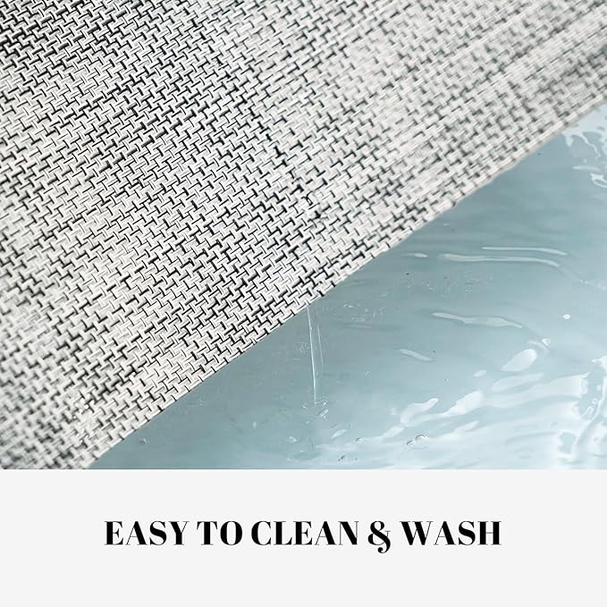 Placemats Set of 12 Vinyl/Plastic Woven Place Mats for Kitchen Table Indoor/Outdoor Washable Placemat Wipeable Dining Table Mats (Grey,12)