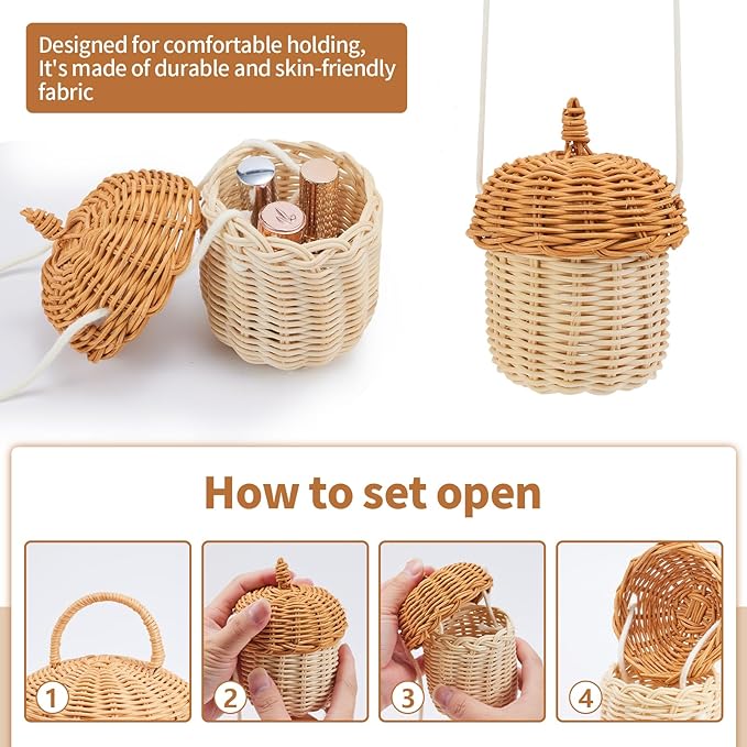 Handmade Small Rattan Pinecone-Shaped Storage Basket, Ideal for Organizing Small Items, Dollhouse Decoration, and Photography Props