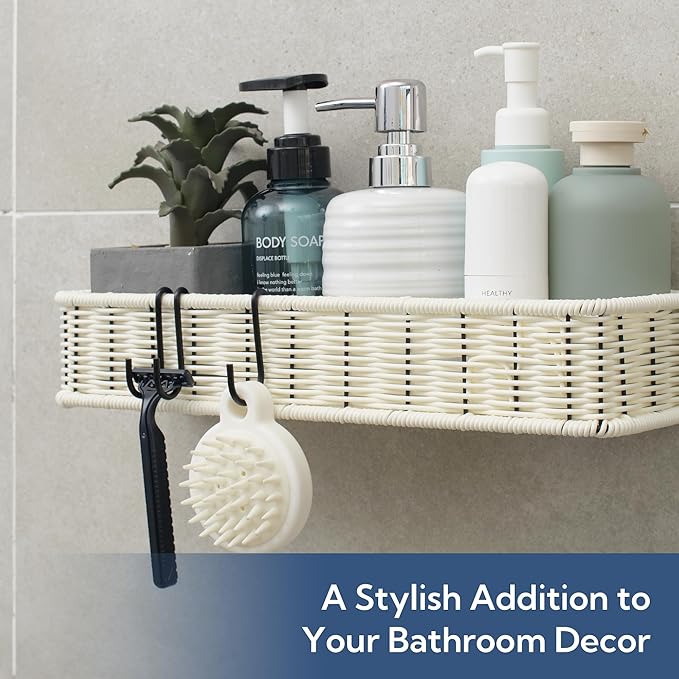GRANNY SAYS Hanging Shower Caddy, 2 Pack Rustproof Shower Shelves, Adhesive Shelf for Bathroom Accessories, Water-proof Bathroom Shower Organizer, White