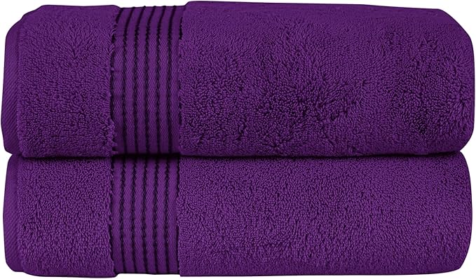 Elegant Comfort Premium Turkish Cotton 2 Pack Bath Towel Set - 27 x 54 inch, Luxurious Hotel Spa Quality 100% Turkish Cotton 2PC Bath Towel Set - Highly Absorbent - Soft Bathroom Towels, Purple