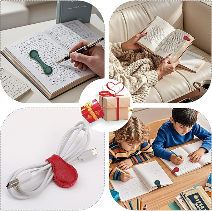 8 PCS Magnetic Bookmarks, Leather Magnetic Bookmarks for Women Men, Double-Sided Magnetic Book Mark Clip for Book Lovers Readers Teachers Students