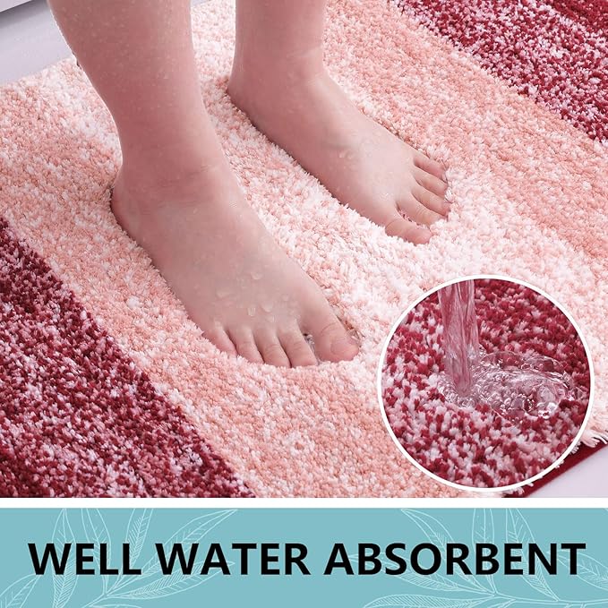 Arotive Microfiber Bathroom Rugs, Shaggy Soft and Absorbent Bath Rug, Non-Slip, Thick Plush Machine Washable Dry Bath Mats for Bathroom, Tub and Shower, 47x24, Burgundy