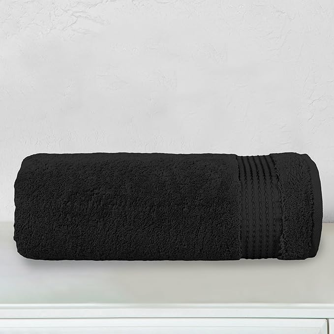 Elegant Comfort Premium Turkish Cotton 1 Piece Jumbo Bath Towel - 35 x 70 inch, Luxurious Hotel Spa Quality 100% Turkish Cotton Large Bath Towel - Highly Absorbent - Soft Bathroom Towel, Black