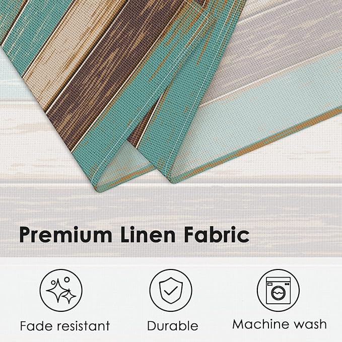 Emvency Farmhouse Placemats Set of 4, 12x18 Inch Vintage Green and Brown Art Painting Table Mats for Outdoor Home Party Kitchen Dining Decoration