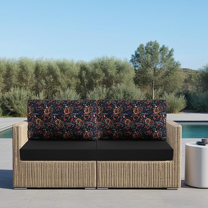 idee-home Outdoor Cushions for Patio Furniture, Outdoor Seat Cushion, Waterproof Hampton Bay Deep Seat Replacement Couch Chair Cushions for Garden Lawn Backyard Deck, 28.5 x 28.5 Floral Pattern