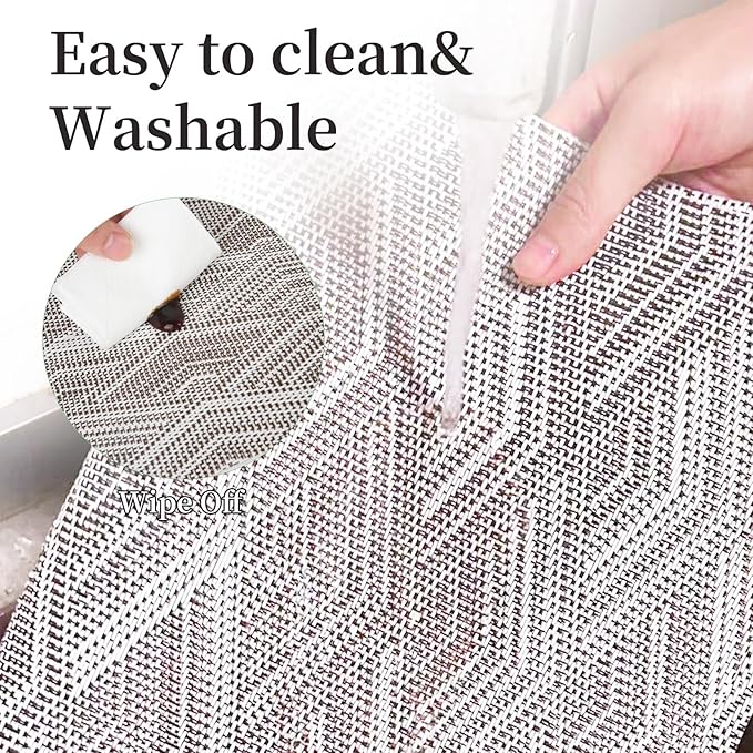 Vinyl Plastic Placemats Set of 6 Washable Heat Resistant Non-Slip Elegant Indoor Outdoor Kitchen Dining PVC Woven Table Place Mats (Brown Rhombus)