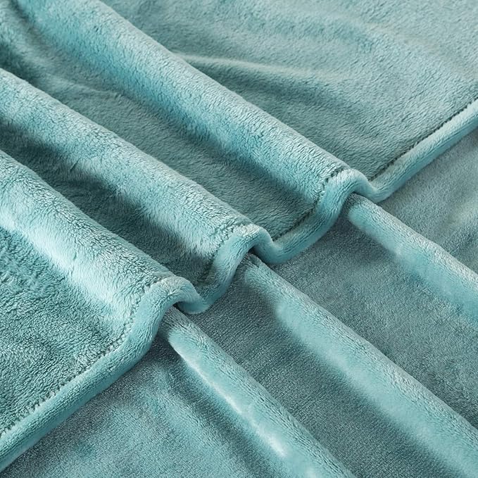 TASTHROW Large Flannel Fleece Throw Blanket, 50×70 Inch - Cozy Lightweight Thick Blanket - All Seasons Suitable for Women, Men and Kids (Bluishgreen)