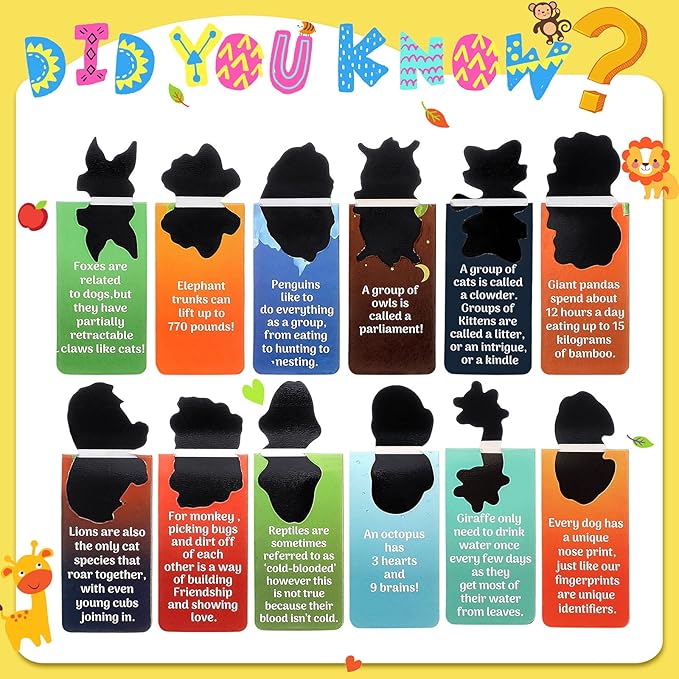 Sepamoon 12 Pcs Magnetic Bookmarks Book Marks Cute Magnet Page Markers Page Clips Funny Animal Bookmarks for Students Teacher Reading Party Favor (Animal Style)