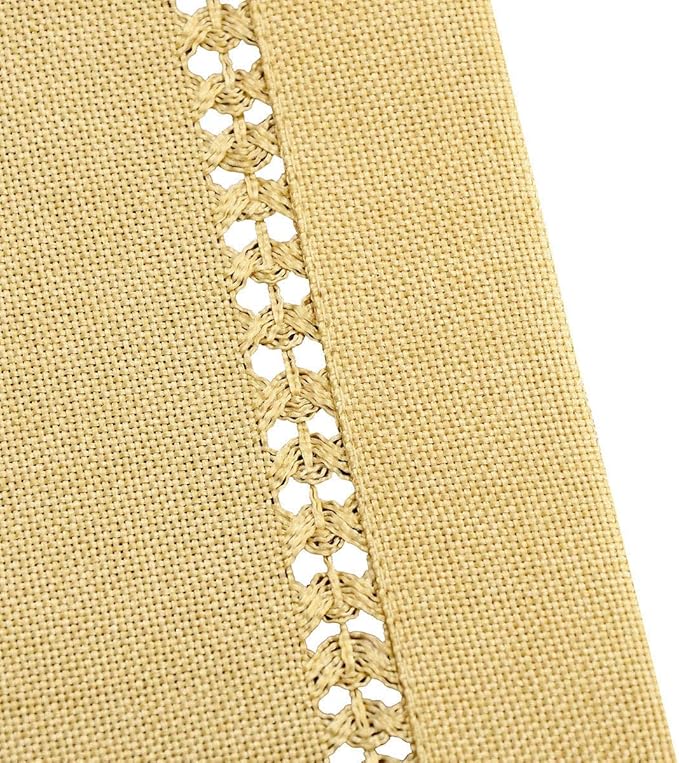 Grelucgo Handcrafted Solid Color Dining Table Runner, Dresser Scarf, Double-Hemstitched (Yellow, 14 x 54)