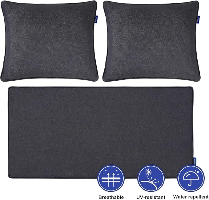 Outdoor Loveseat Cushion Set 46'' x 26'', Outdoor Deep Seat Cushions for Patio Furniture, Water Repellent Outdoor Seat Cushion and Couch Back Cushions for Bench, and Swing (Black Grey)