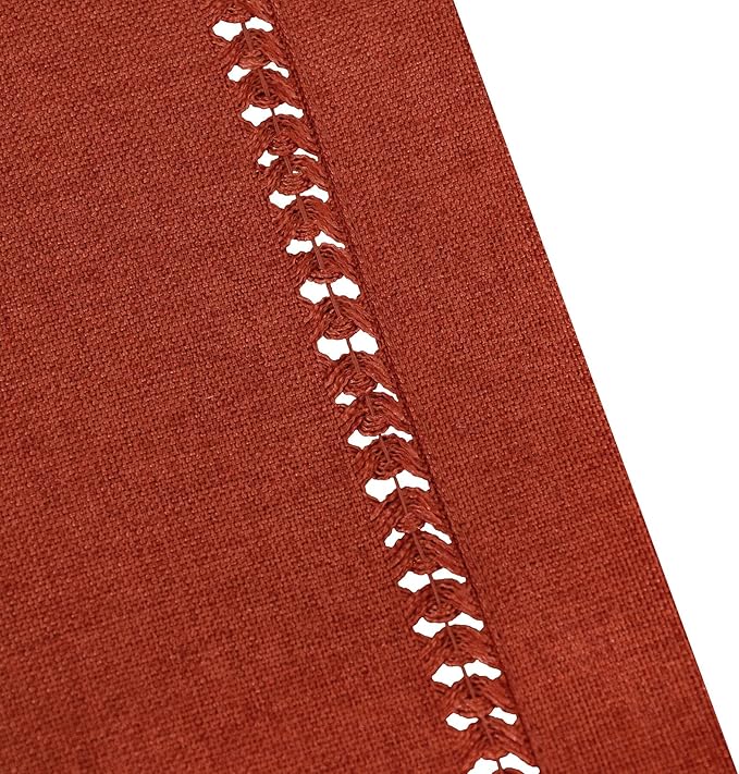 Grelucgo Small Short Handcrafted Solid Cinnamon Color Dining Table Runner for Fall or Autumn, Double-Hemstitched (Cinnamon, 14 x 36)
