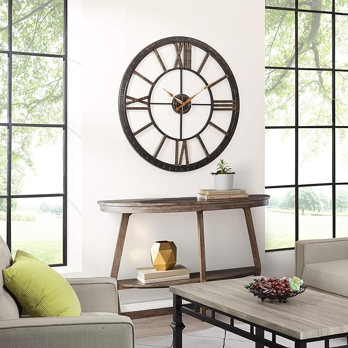 FirsTime & Co. Bronze Big Time Wall Clock, Large Vintage Decor for Living Room and Home Office, Round, Plastic, Farmhouse, 40 inches