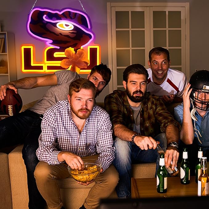 Pugna Football Merch Neon Signs for Wall Decor University Football Team Neon Lights for Bedroom Led Signs Suitable for Dormitory Man Cave Christmas Gift