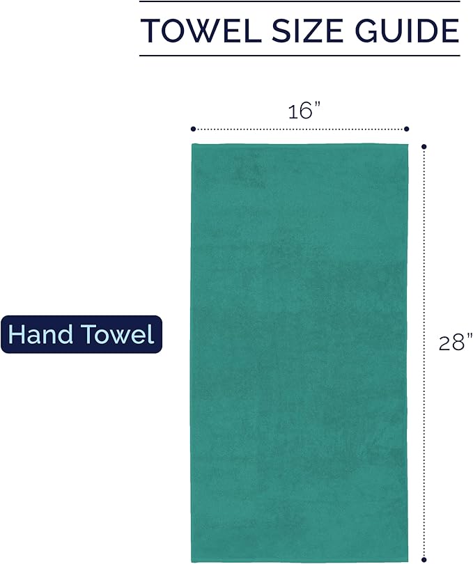 Elegant Comfort Premium Turkish Cotton 4 Pack Hand Towel Set - 16 x 28 inch, Luxurious Hotel Spa Quality 100% Turkish Cotton 4PC Hand Towel Set - Highly Absorbent - Soft Bathroom Towels, Turquoise