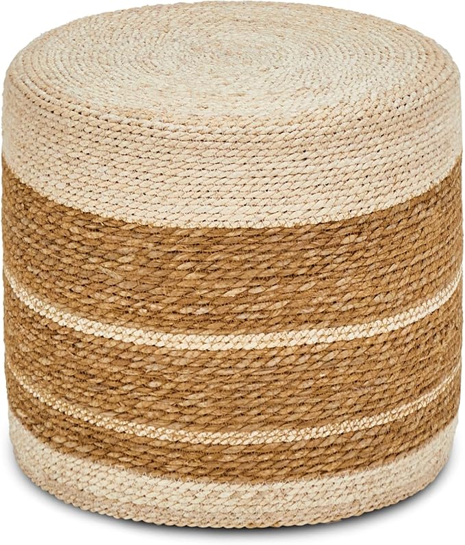 Cplxroc Ottoman Poof, Natural Seagrass Poufs, Hand Weave Round Footstool, Pouffe Accent Chair, Home Decorative Seat, Boho Deco Floor Chair for Living Room, Bedroom (18inch 68LG)
