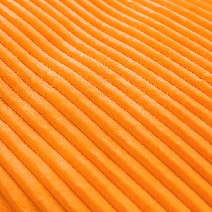 Vessia Flannel Fleece Throw Blanket for Couch,Sofa,Bed(50x70inch), 300GSM Microfiber Orange Striped Chair Blanket for Adults and Kids, Super Soft Warm Cozy Lightweight Ribbed Throw for All-Season
