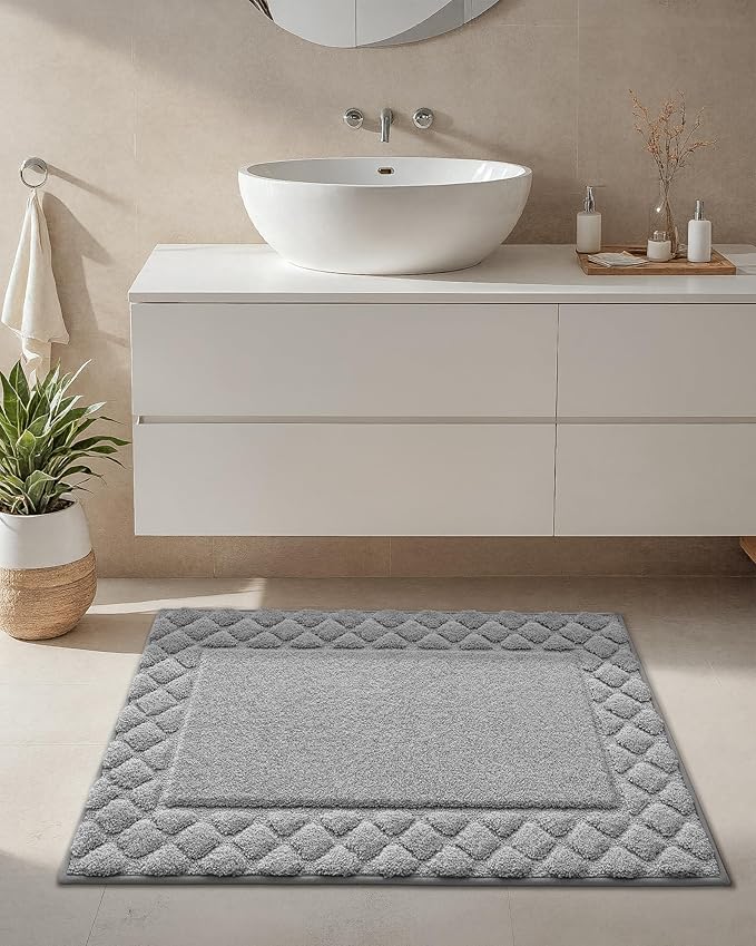 Color&Geomety Large Bath Mats for Bathroom Non Slip 24"x36", Absorbent Gray Bathroom Rugs Washable, Luxury Bathroom Mat Shower Mat Outside Shower