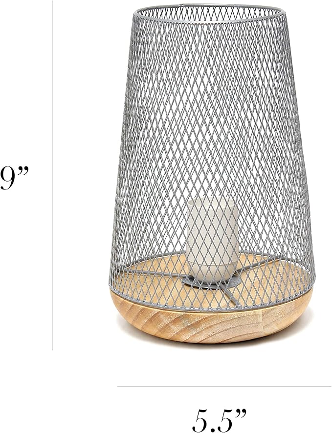 Simple Designs LT1074-GRY Wired Mesh Uplight Table Lamp, Gray