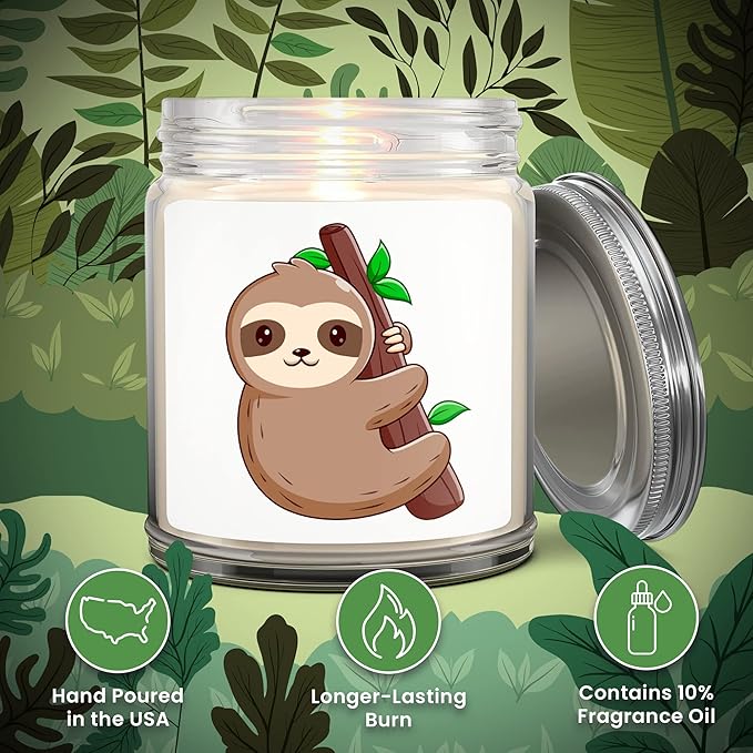 1OAK Lavender Scented Candles - Sloth Candle - Sloth Gifts for Women Adult - Made in USA