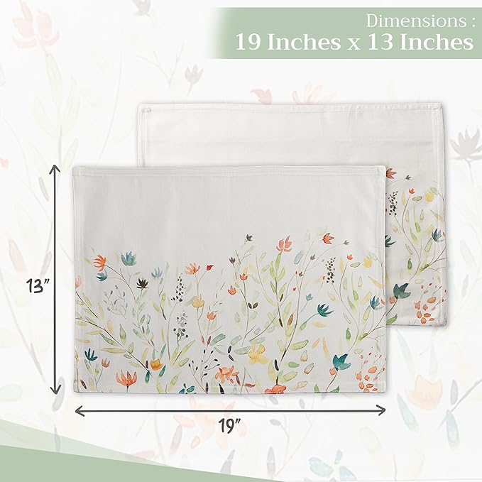 Maison d' Hermine Placemats Set of 4 100% Cotton Washable Cloth Place Mats, Reusable Table Mats for Kitchen Dining Decoration, Party, Wedding, Restaurant Spring/Summer (Colmar, 13" x 19")