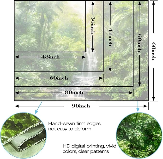 Kanuyee Forest Tapestry Green Landscape Wall Tapestry, Nature tapestries for Bedroom Ceiling Tapestries Wall Hanging for Bedroom Living Room Wall Decor Forest-1 44"x60"
