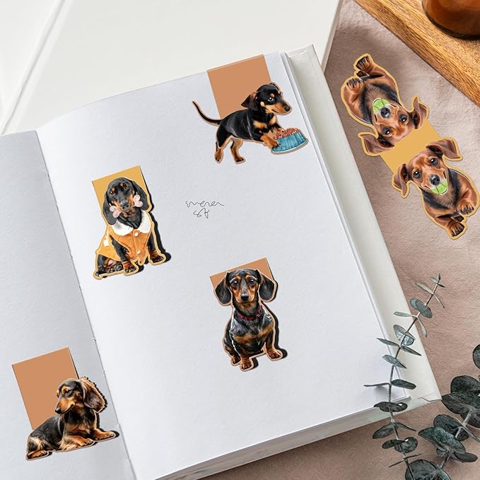 Dachshund Magnetic Bookmark Gifts - 8 Pcs Sausage Pet Dogs Magnetic Bookmarks Dog Book Mark Magnets Page Marker Clip Gift for Dachshund Lovers Students Teacher School Reading Book Marks