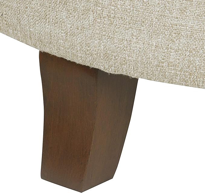 Homepop Home Decor Upholstered Round Tufted Foot Rest Ottoman Ottoman with Storage for Living Room & Bedroom Decorative Home Furniture, Twine Small