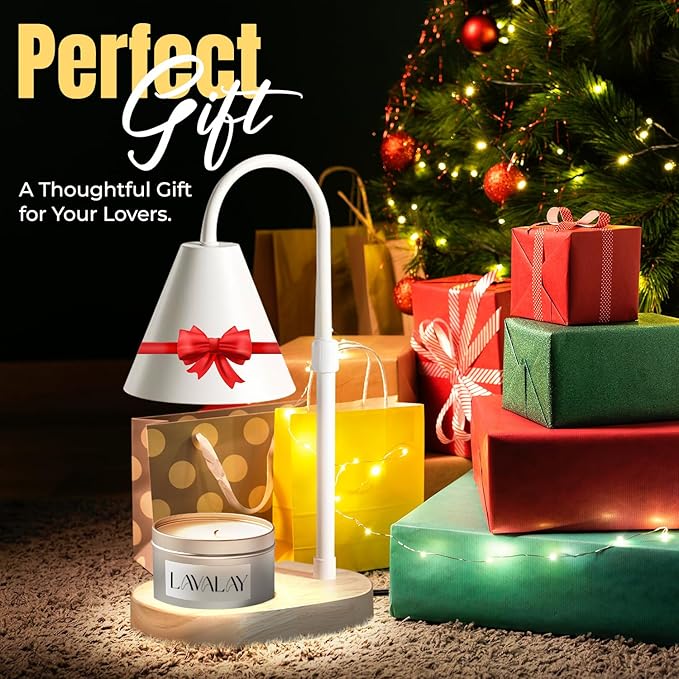 Mother’s Day Candle Warmer Lamp – App-Controlled Dimmable Warmer Light with Timer & Adjustable Height – Modern Flameless Candle Melter lamp with Wood Base for Jar Candles– Gift for Mom & Women