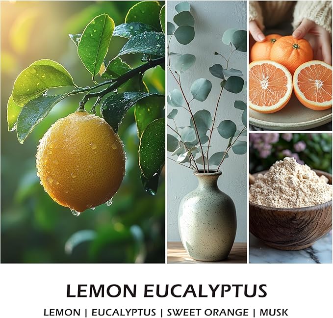 Lemon Eucalyptus Scented Candles for Men, Outdoor Summer Gifts for Father Dad & Boyfriend, Soy Jar Candle for Home Scented (7oz)