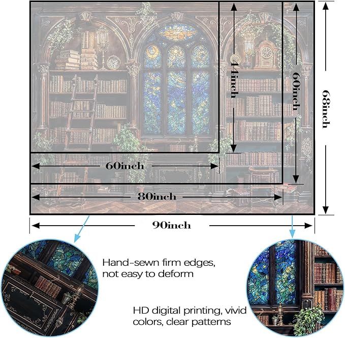 Lunerfex Vintage Bookshelf Library Tapestry Wall Decor Tapestry for Bedroom Art Tapestries Wall Hanging for Bedroom Living Room Bookshelf01 70"x90"