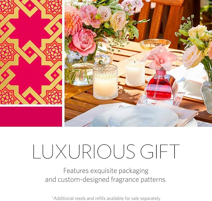 AGRARIA PetiteEssence Flower and Reed Diffuser Set, Hand Crafted Sola Flower Botanical Home Fragrance, Scented Oil, Housewarming Gift Set for All Occasions