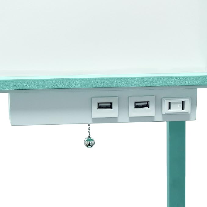 Simple Designs LF1037-AQU-LB Three Shelf Etagere Organizer Storage Floor Lamp with 2 Dual USB Ports and Charging Outlet, Aqua, with Feit LED Bulb Included