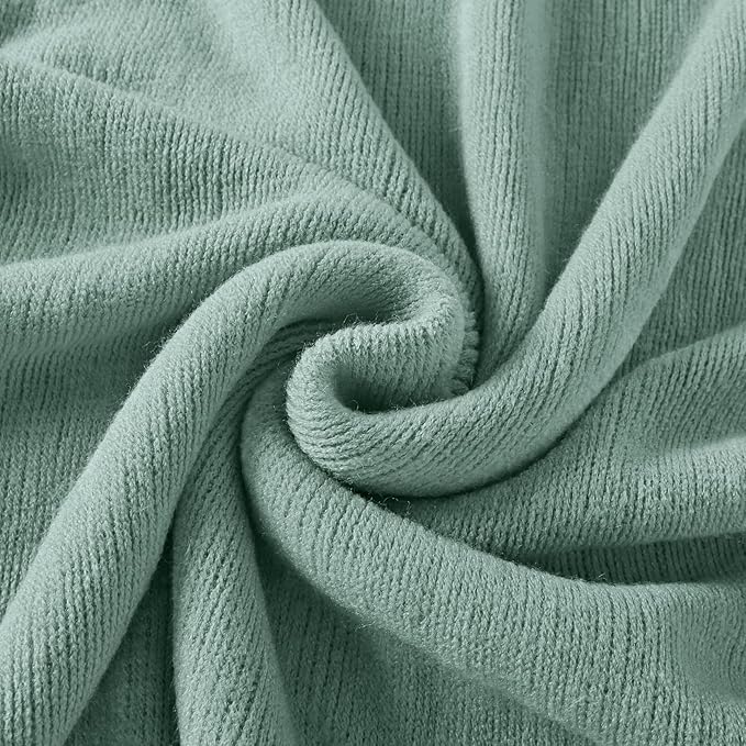 Homiest Decorative Knitted Throw Blanket with Fringe, Lightweight Acrylic Knit, Soft & Cozy Tassel Blanket for Couch, Sofa, Bed (Sage Green, 50 x 60 Inch)