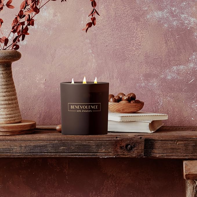 Benevolence LA 3 Wick Candle, Fig Tree Large Scented Candle | Soy Candles | Gifts for Women and Men | Home Fragrance | Aromatherapy | Bathroom Freshener 14.5 Oz, 45 Hour Burn