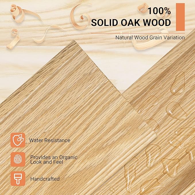 Oak Floating Shelves Wall Mounted Set of 2, Rustic Large Wall Shelves for Storage with Lip, Display Picture Ledge with Lip for Storage, Bedroom, Living Room, Bathroom,Nursery Display