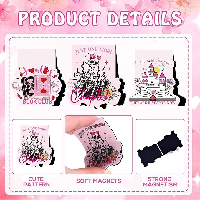 Spicy Fairytale Magnetic Bookmark - 9 Pcs Romance Book Marks Magnets Funny Skeleton Ghost Girls Magnetic Bookmarks Page Clip Gifts for Bookish Book Lovers Students Teacher School Reading