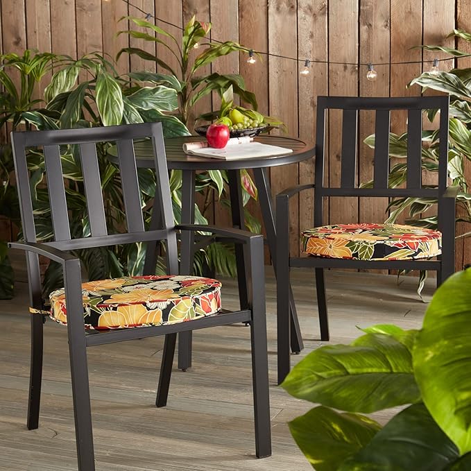 Greendale Home Fashions Outdoor 18-inch Round Reversible Seat Cushion, 2-Pack, Aloha 2 Count