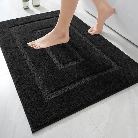 HOMORE Black Bathroom Rug 24x36 Inch Soft Absorbent Microfiber Bathroom Runner Rug, Washable Bath Runners Rugs for Bathrooms Non Slip Bath Rugs for Shower Tub