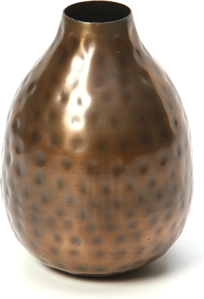 Hosley Set of 3 Metal Bud Vases - Your Choice of Colors. 4.5 Inch High. Ideal Accent Piece for Coffee and Side Tables as Well as Dried Floral Arrangements (3-Antique Bronze Finish)