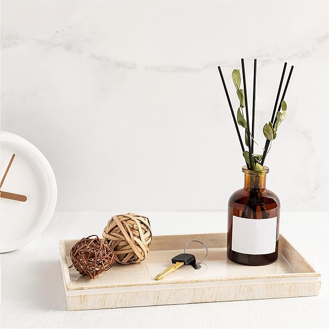 Creative Scents Rustic Luxe Decorative Coffee Table Tray - Decor Tray for Home Decor Works as a Perfume and Bathroom Counter Organizer, Ottoman Tray, or Table Centerpieces for Dining Room 10"Lx6"Wx1"H