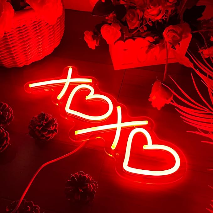 Neon Sign for Wall Decor Bedroom Birthday Party Gift Boyfriend Girlfriend Lover Teens Kids Room USB Operated Led Light Sign,Red 16 x 6.3 Inch