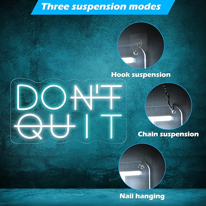 Don't Quit LED Neon Sign for Wall Decor, DO IT Neon Lights Party Decorations, USB Powered Switch LED Neon Lights Adjustable for Office, Gym, Man Cave, Gamer Room Decor