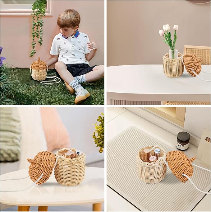 Handmade Small Rattan Pinecone-Shaped Storage Basket, Ideal for Organizing Small Items, Dollhouse Decoration, and Photography Props