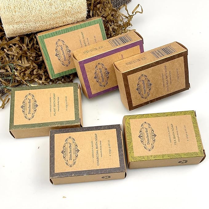 Natural Soap Bar, Handmade Natural Cleansing Moisturizing, Lavender, White Tea, Coconut Milk, Plant Essential Oil, Charcoal Oil Control and Aloe Mint, for Men and Women (4 oz, 6 Bars)