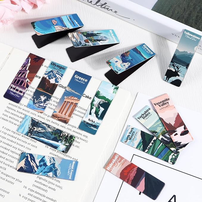 National Parks Magnetic Bookmark - 30Pcs Travel Magnetic Bookmarks National Park Themed Book Mark Magnets Page Marker Clip for Book Lovers Students Teacher School Reading Gift